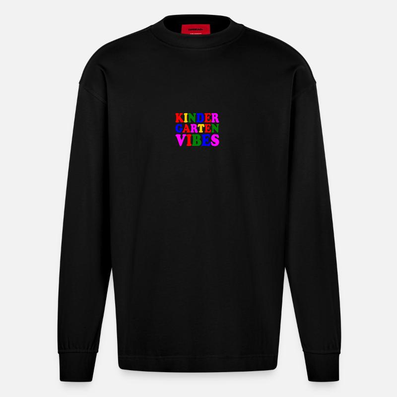 kindergarten vibes - Heavyweight Oversized Organic Langarmshirt Made in EU - SOLID BLACK