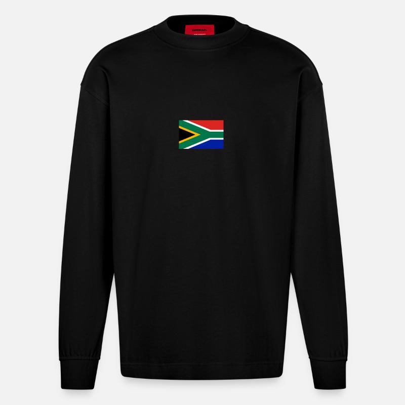 Südafrika Flagge - Heavyweight Oversized Organic Langarmshirt Made in EU - SOLID BLACK