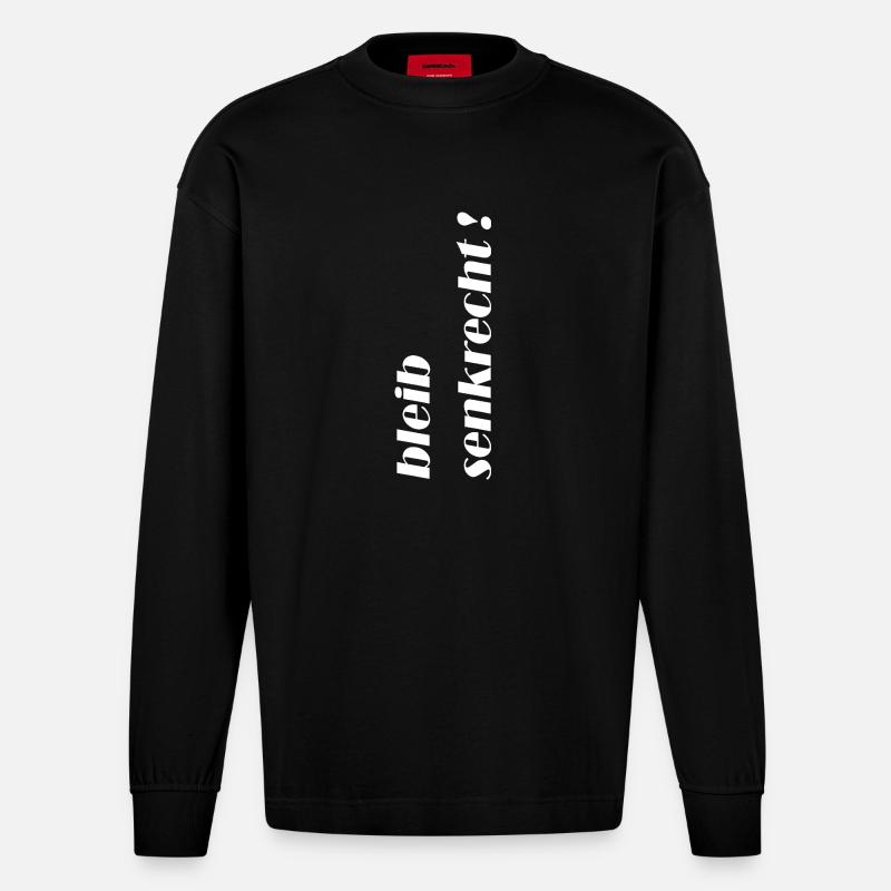 Restez debout ! Déclaration claire, regarde - Manches longues bio épais oversize fabriqué en UE - SOLID BLACK