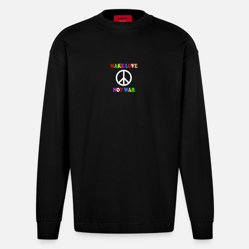 Make love not war - Manches longues bio épais oversize fabriqué en UE - SOLID BLACK