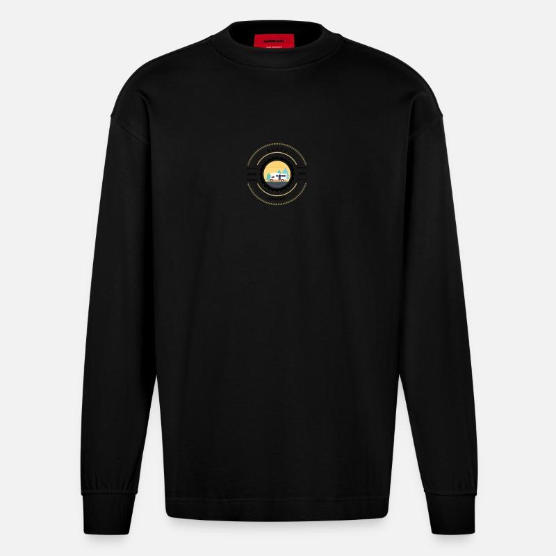Camping - Heavyweight Oversized Organic Langarmshirt Made in EU - SOLID BLACK