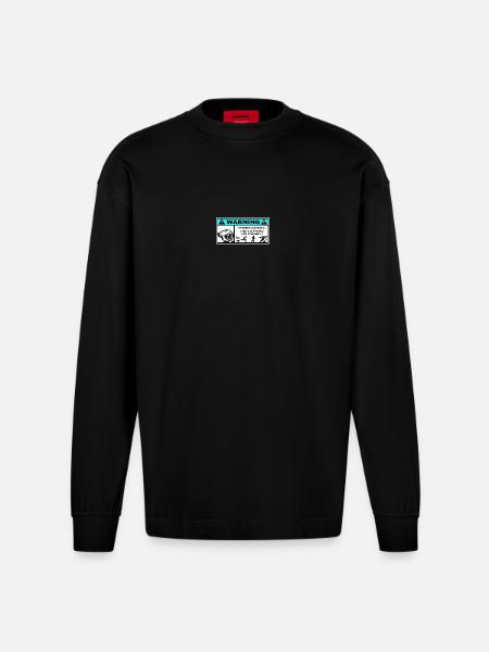 Danger Turbo Sticker - Heavyweight Oversized Organic Longsleeve Shirt Made in EU - SOLID BLACK