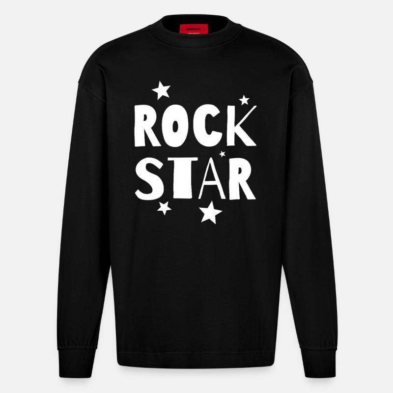 Rock Star - Heavyweight Oversized Organic Langarmshirt Made in EU - SOLID BLACK