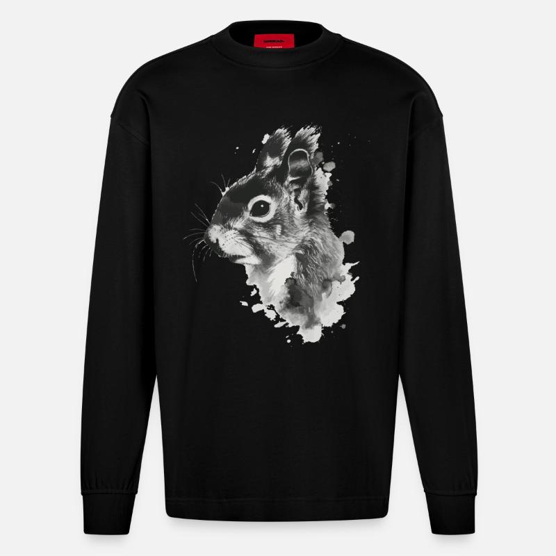 Eichhörnchen - Heavyweight Oversized Organic Langarmshirt Made in EU - SOLID BLACK