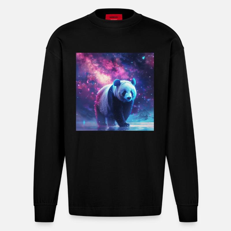 Panda - Heavyweight Oversized Organic Langarmshirt Made in EU - SOLID BLACK