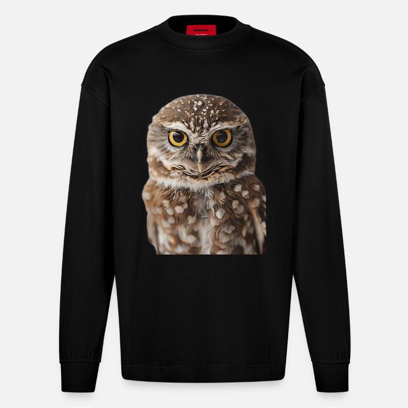 Hibou - Manches longues bio épais oversize fabriqué en UE - SOLID BLACK