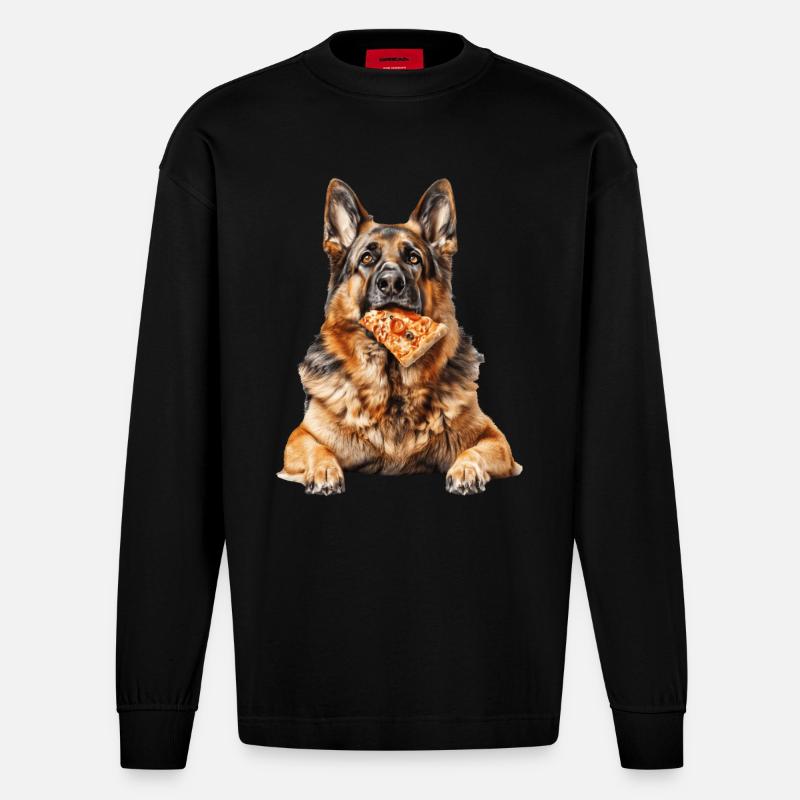 Deutscher Schäferhund - Heavyweight Oversized Organic Langarmshirt Made in EU - SOLID BLACK