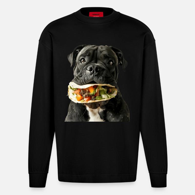 Cane Corso - Heavyweight Oversized Organic Langarmshirt Made in EU - SOLID BLACK