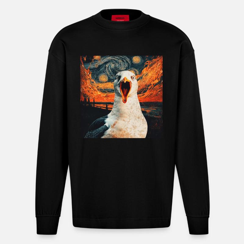 Möwe - Heavyweight Oversized Organic Langarmshirt Made in EU - SOLID BLACK