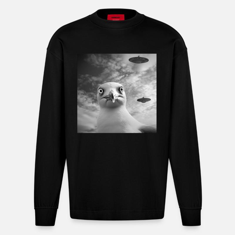 Möwe - Heavyweight Oversized Organic Langarmshirt Made in EU - SOLID BLACK