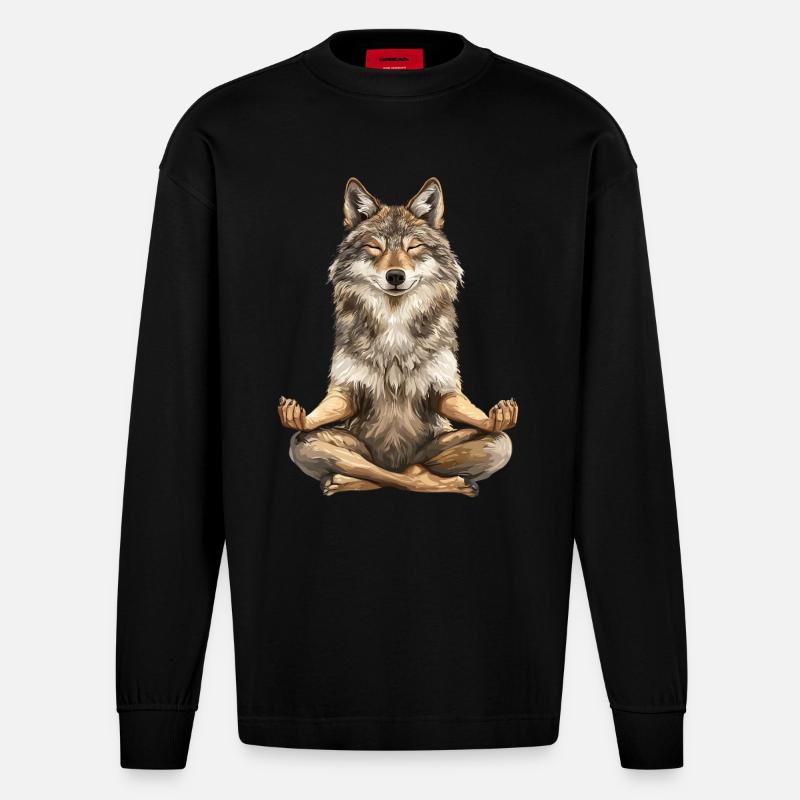Wolf - Heavyweight Oversized Organic Langarmshirt Made in EU - SOLID BLACK