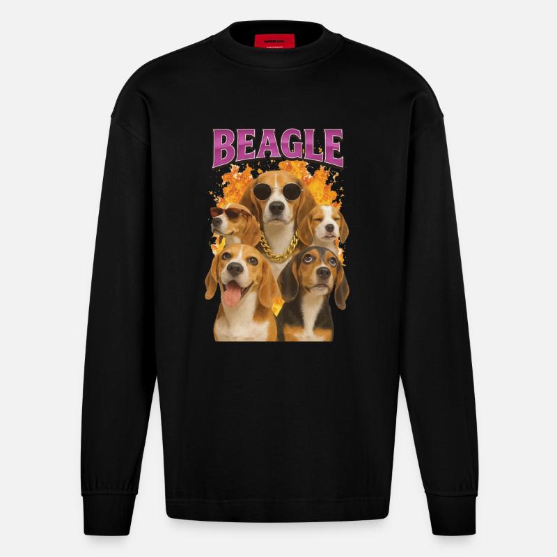 Beagle - Heavyweight Oversized Organic Langarmshirt Made in EU - SOLID BLACK