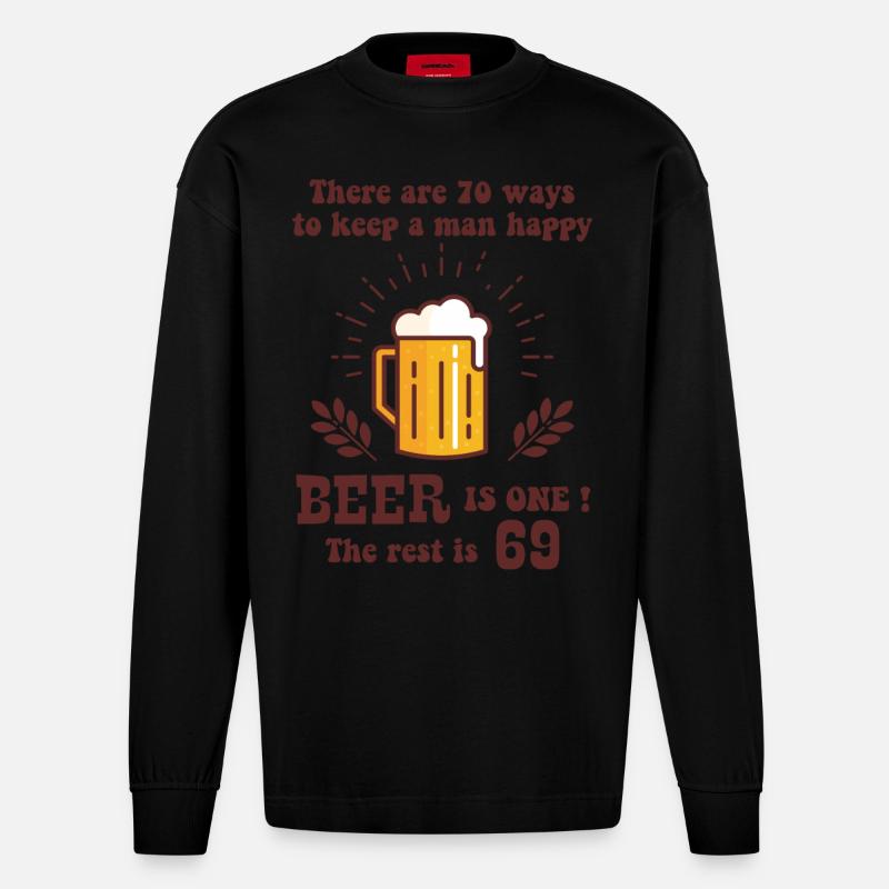Bier - Heavyweight Oversized Organic Langarmshirt Made in EU - SOLID BLACK