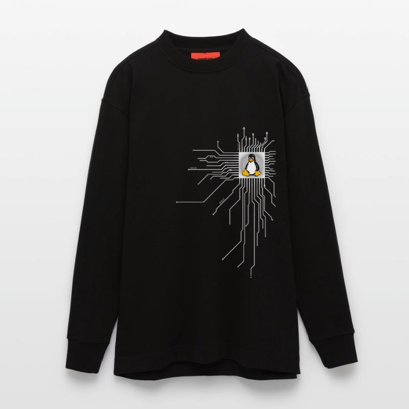 board Penguin Core Heart Computer pc Nerd program Heavyweight Oversized Organic Longsleeve Shirt Made in EU