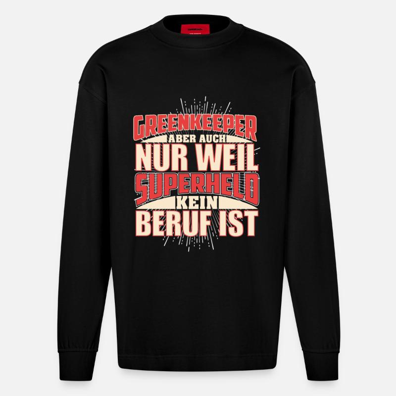 Greenkeeper Superheld - Heavyweight Oversized Organic Langarmshirt Made in EU - SOLID BLACK