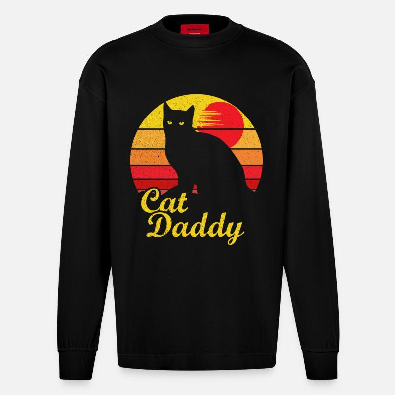 Cat Daddy Best Cat Dad - Manches longues bio épais oversize fabriqué en UE - SOLID BLACK