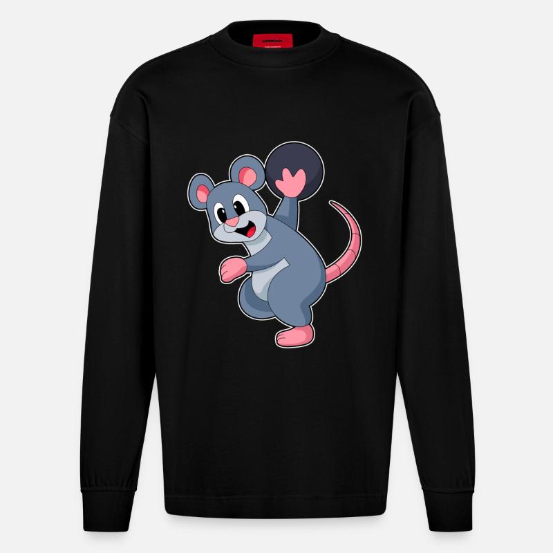 Boule de bowling rat - Manches longues bio épais oversize fabriqué en UE - SOLID BLACK