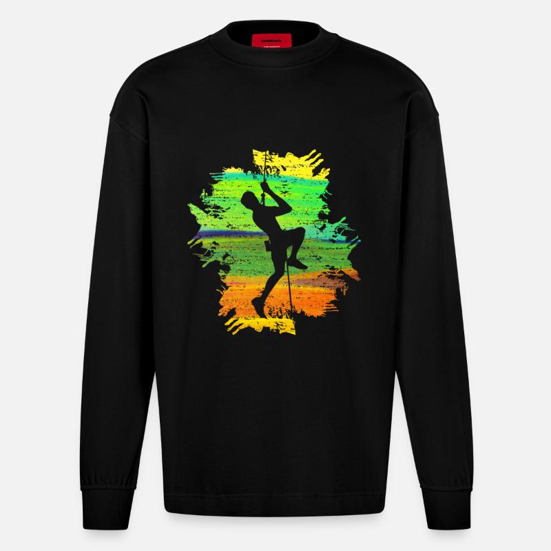 Climb Strong Männer Geschenk - Heavyweight Oversized Organic Langarmshirt Made in EU - SOLID BLACK