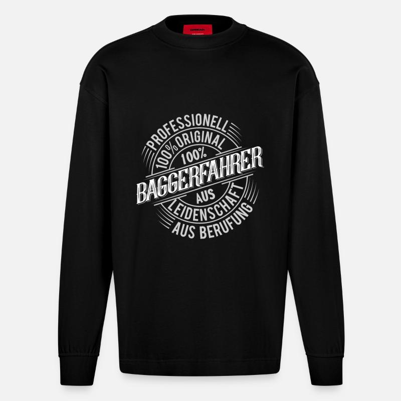 Baggerfahrer - Heavyweight Oversized Organic Langarmshirt Made in EU - SOLID BLACK