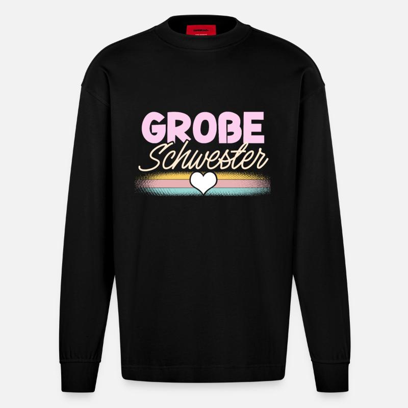 Große Schwester - Heavyweight Oversized Organic Langarmshirt Made in EU - SOLID BLACK
