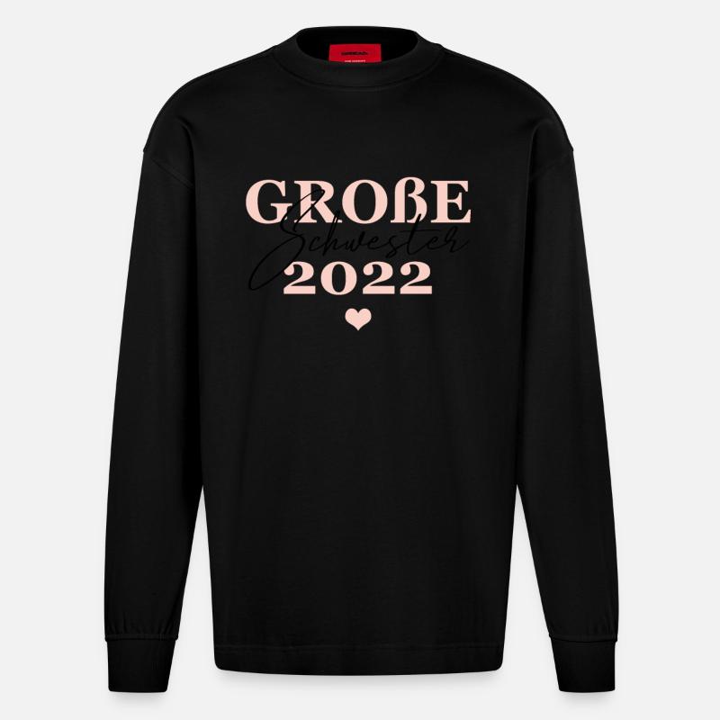 Große Schwester 2022 - Heavyweight Oversized Organic Langarmshirt Made in EU - SOLID BLACK