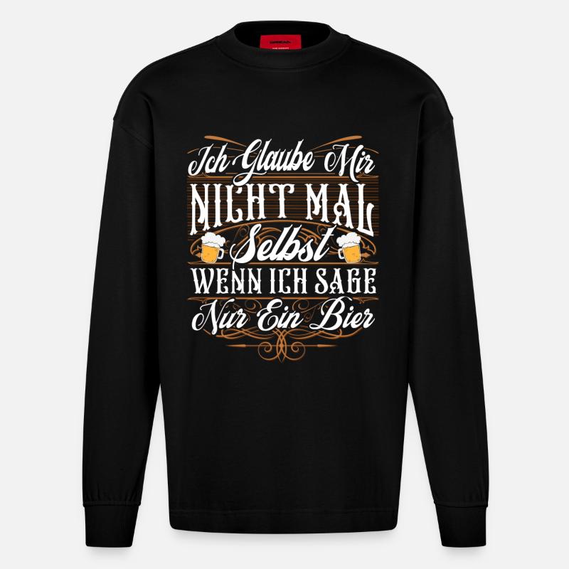 Lustiger Bier Spruch - Heavyweight Oversized Organic Langarmshirt Made in EU - SOLID BLACK
