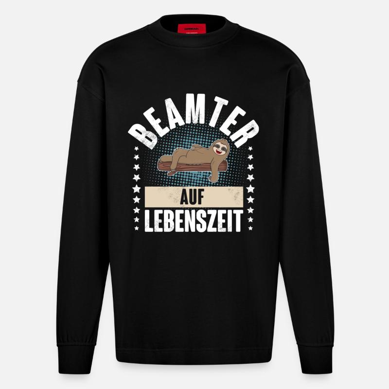 Beamter auf Lebenszeit - Heavyweight Oversized Organic Langarmshirt Made in EU - SOLID BLACK
