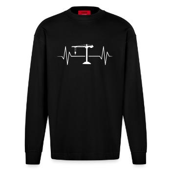 Kran - Heavyweight Oversized Organic Langarmshirt Made in EU - SOLID BLACK - Vorne
