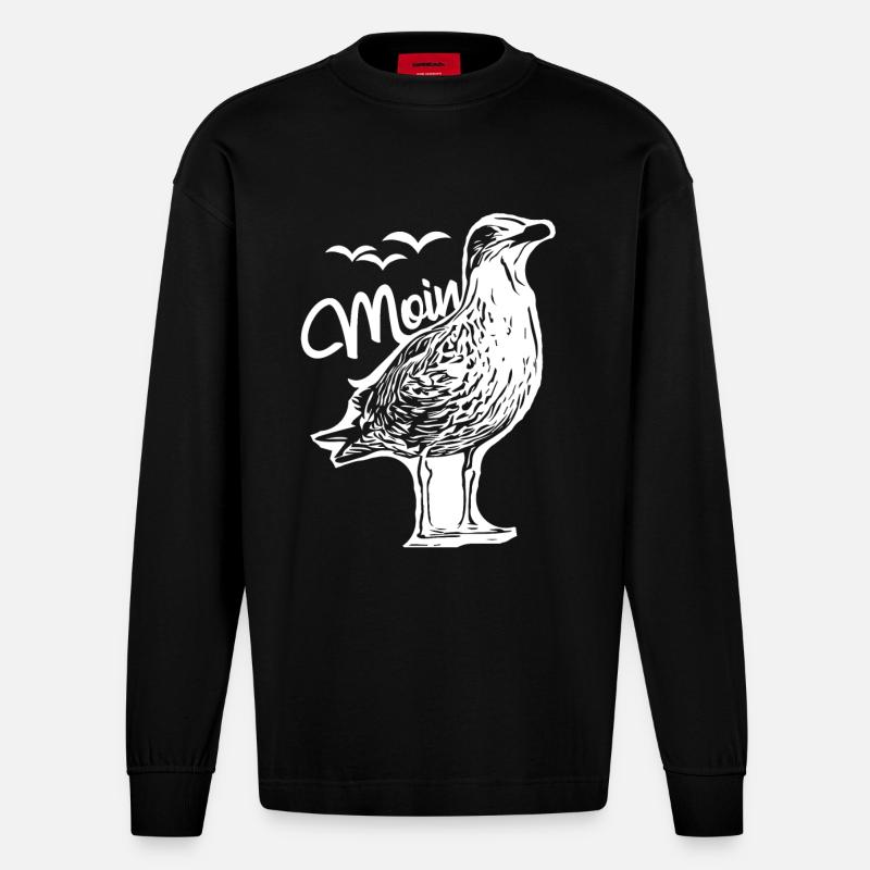Moin - Möwe - Heavyweight Oversized Organic Langarmshirt Made in EU - SOLID BLACK