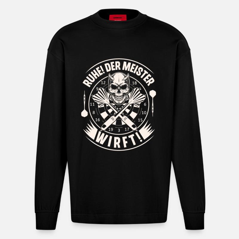 Dart Darten Darts - Heavyweight Oversized Organic Langarmshirt Made in EU - SOLID BLACK