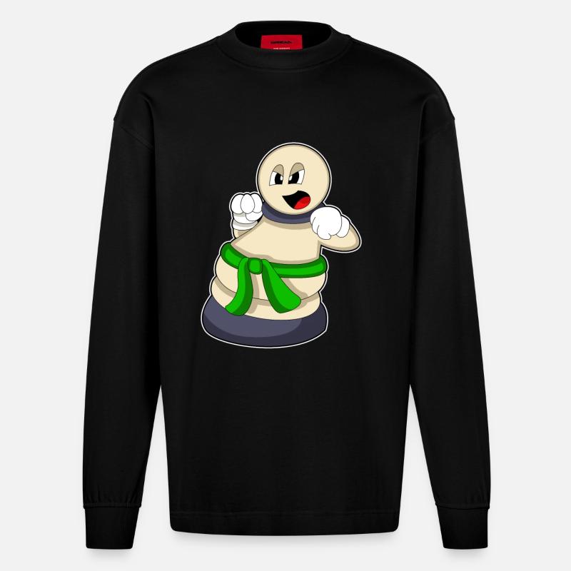 Schachfigur Bauer beim Schach - Heavyweight Oversized Organic Langarmshirt Made in EU - SOLID BLACK