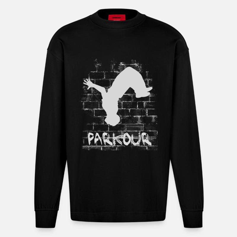 Parkour - Manches longues bio épais oversize fabriqué en UE - SOLID BLACK