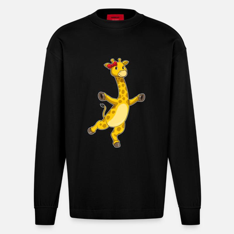 Girafe avec arc - Manches longues bio épais oversize fabriqué en UE - SOLID BLACK