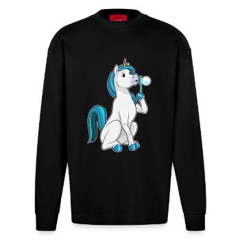Bulles de savon licorne - Manches longues bio épais oversize fabriqué en UE - SOLID BLACK - Devant