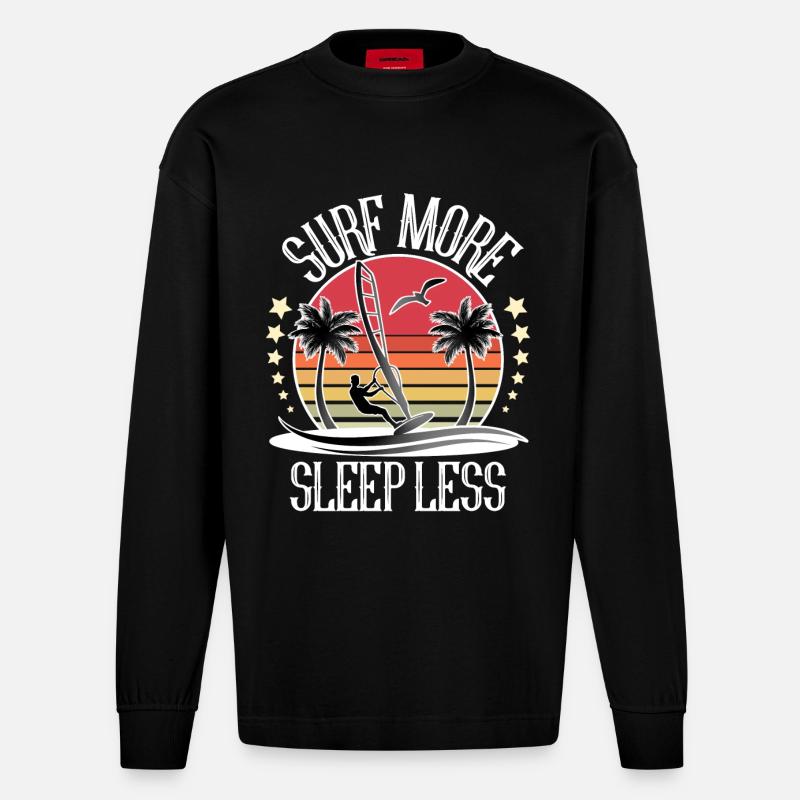Windsurfen Windsurfer Windsurf - Heavyweight Oversized Organic Langarmshirt Made in EU - SOLID BLACK
