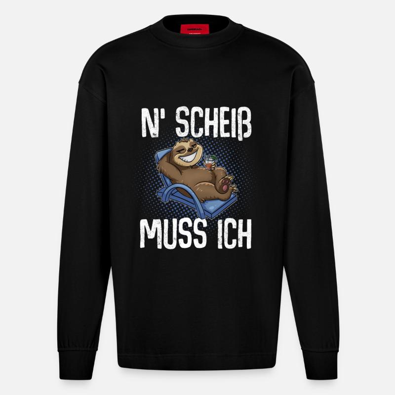 N'Scheiß Muss Ich - Heavyweight Oversized Organic Langarmshirt Made in EU - SOLID BLACK