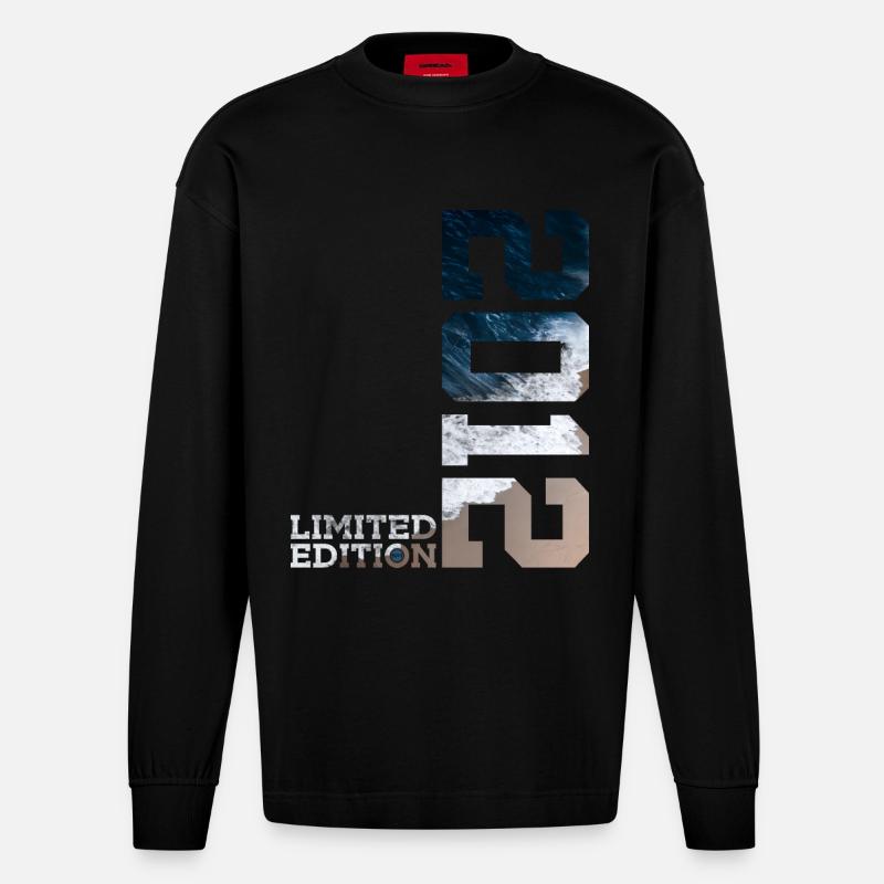 14E ANNIVERSAIRE ÉDITION LIMITÉE 2012 - Manches longues bio épais oversize fabriqué en UE - SOLID BLACK