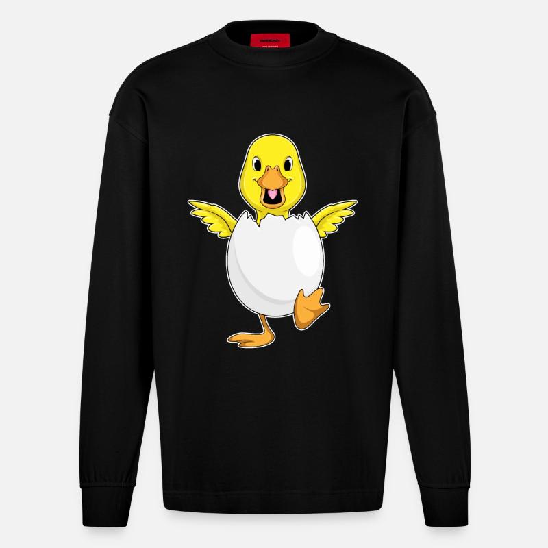 Duck Eggshell - Heavyweight Oversized Organic Longsleeve Shirt Made in EU - SOLID BLACK