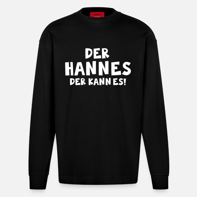 Der Hannes der kann es ! - Heavyweight Oversized Organic Langarmshirt Made in EU - SOLID BLACK