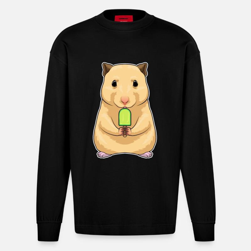 Popsicles de hamster - Manches longues bio épais oversize fabriqué en UE - SOLID BLACK
