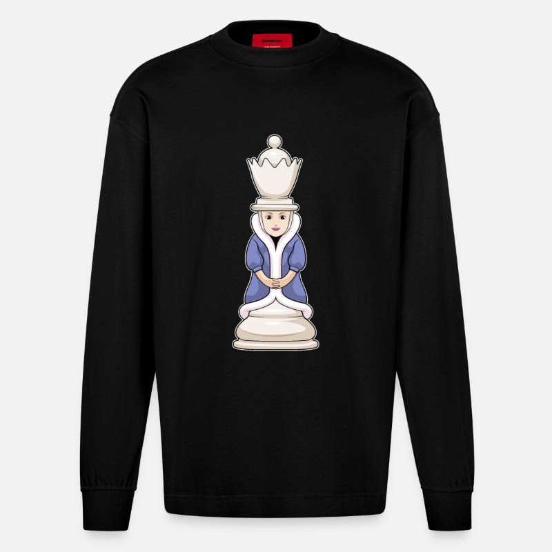 Pièce d’échecs Queen Chess - Manches longues bio épais oversize fabriqué en UE - SOLID BLACK