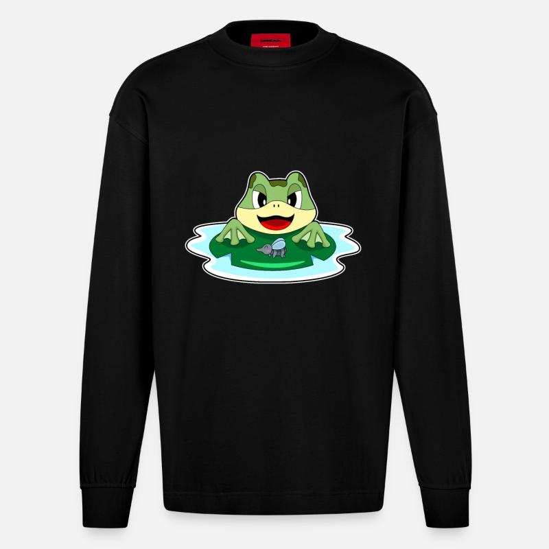 Mouche grenouille - Manches longues bio épais oversize fabriqué en UE - SOLID BLACK