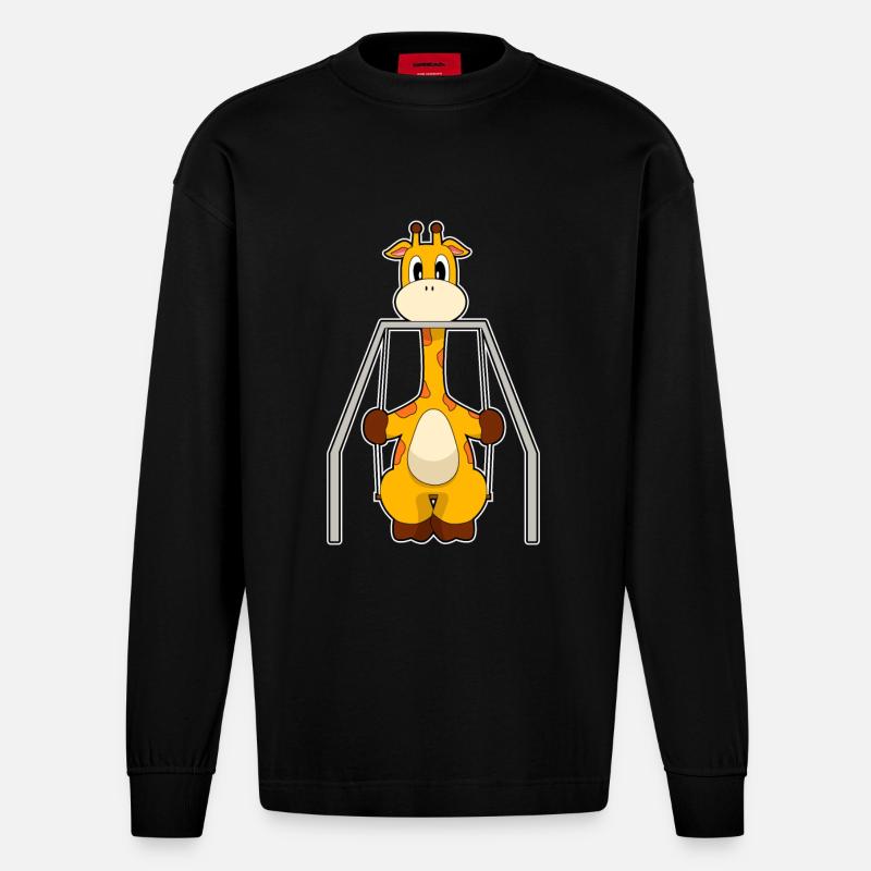 Balançoire girafe - Manches longues bio épais oversize fabriqué en UE - SOLID BLACK