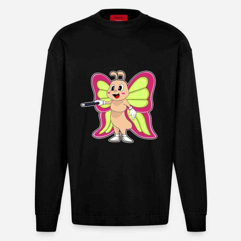 Baguette papillon - Manches longues bio épais oversize fabriqué en UE - SOLID BLACK