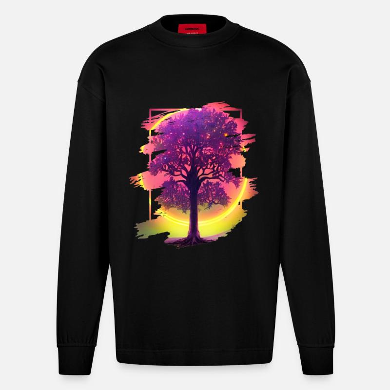 Lebensbaum - Heavyweight Oversized Organic Langarmshirt Made in EU - SOLID BLACK
