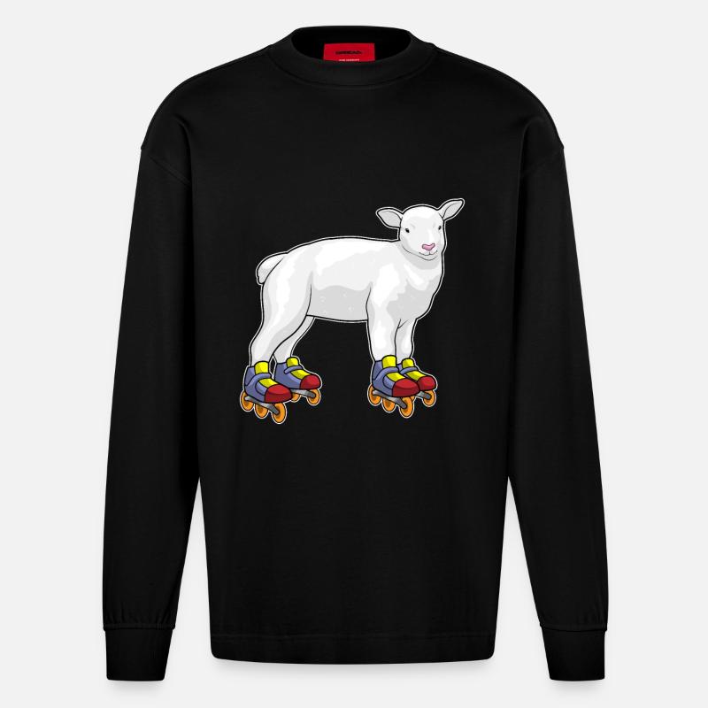 Lamm Inline skating Inline skates - Heavyweight Oversized Organic Langarmshirt Made in EU - SOLID BLACK