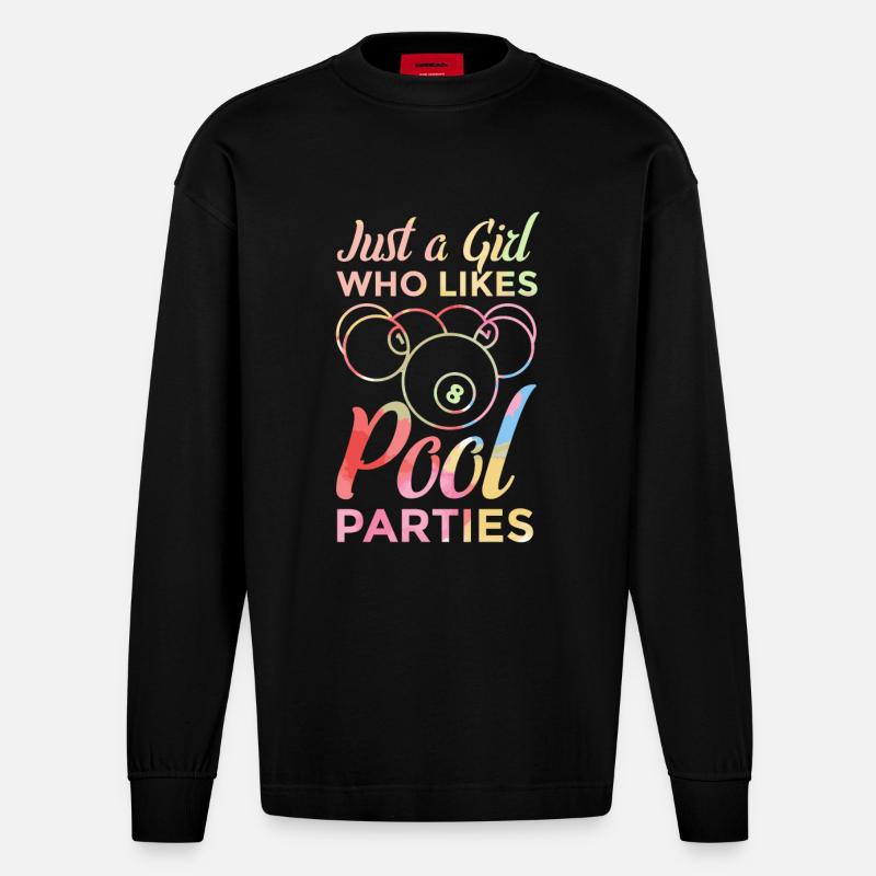 Poolbillard Mädchen - Heavyweight Oversized Organic Langarmshirt Made in EU - SOLID BLACK