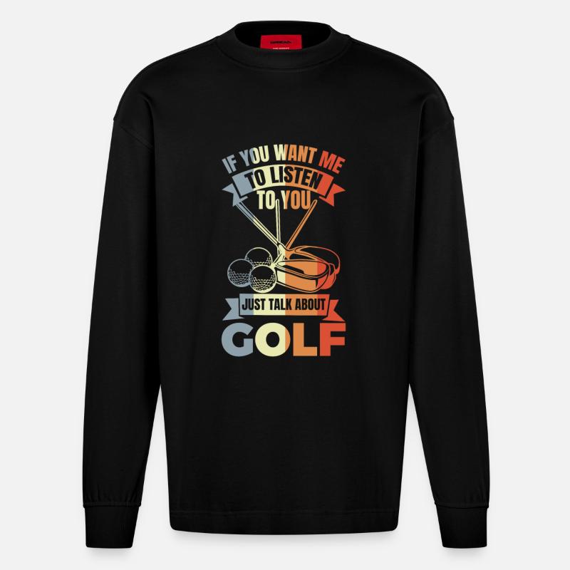 Bester Golfer Witz - Heavyweight Oversized Organic Langarmshirt Made in EU - SOLID BLACK