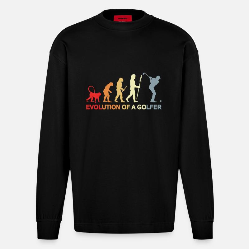 Golfer Evolution - Heavyweight Oversized Organic Langarmshirt Made in EU - SOLID BLACK