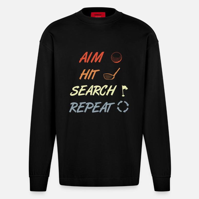 Golf Routine - Heavyweight Oversized Organic Langarmshirt Made in EU - SOLID BLACK
